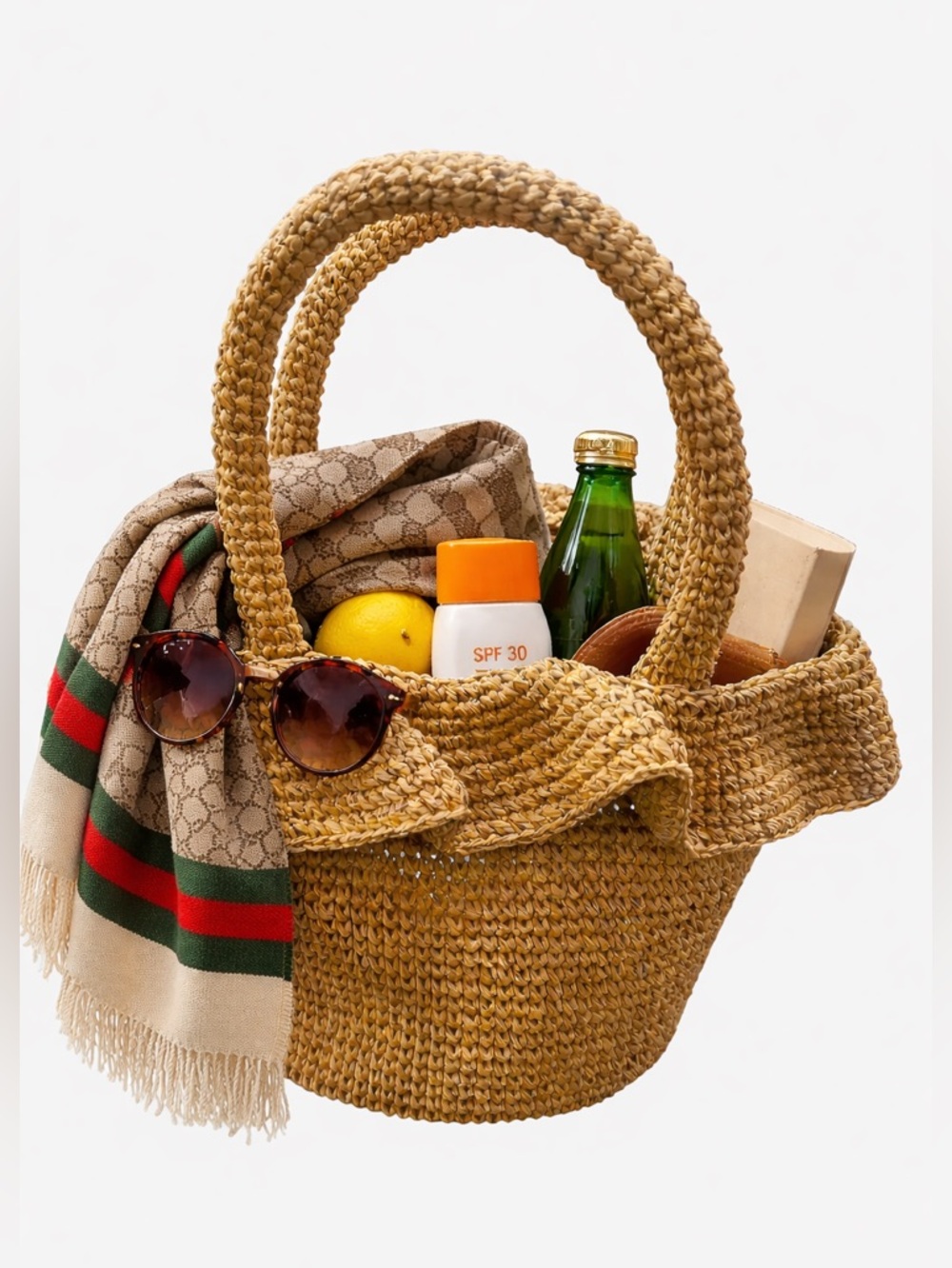 Haute Hippie Natural Woven Ruffle Mini  Tote - Picture 3 of 5
